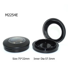 Classic Black With Window Round Magnet Compact Powder Case